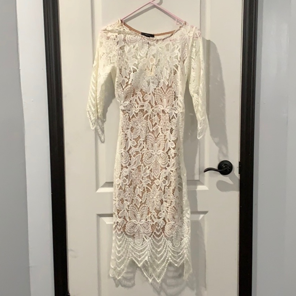White Lace Midi Dress